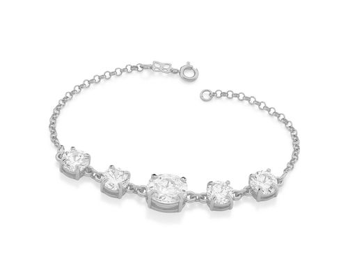 RHODIUM PLATED BRACELET WITH ZIR