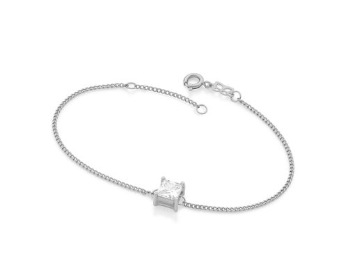 RHODIUM PLATED BRACELET WITH ZIRCONIA