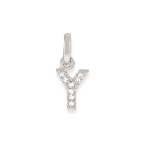 RHODIUM KID'S LETTER PENDANT -LETTER Y