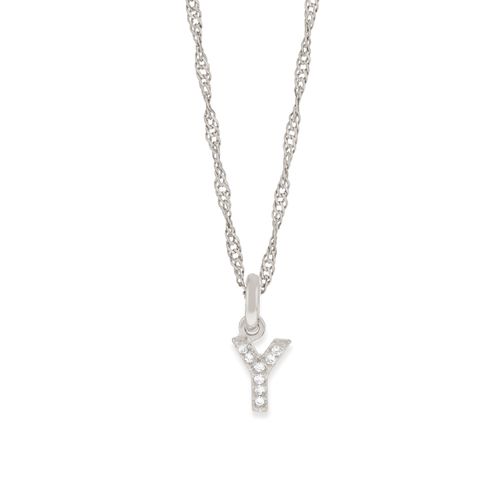 RHODIUM KID'S LETTER PENDANT -LETTER Y