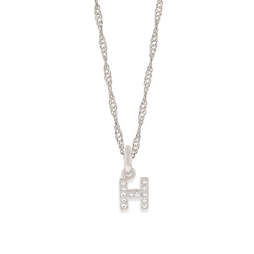 RHODIUM KID'S LETTER PENDANT -LETTER H