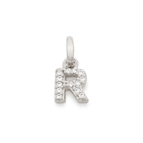 RHODIUM KID'S LETTER PENDANT -LETTER R