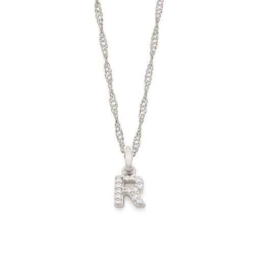 RHODIUM KID'S LETTER PENDANT -LETTER R