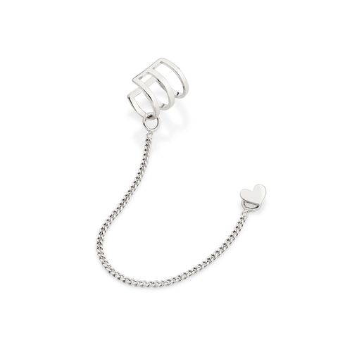 PLATINUM HEART EAR CUFF CHAIN