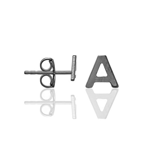 BLACK RHODIUM EARRING-LETTER A