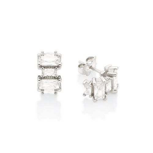 PLATINUM ALL ABOARD HUGGIE EARRINGS