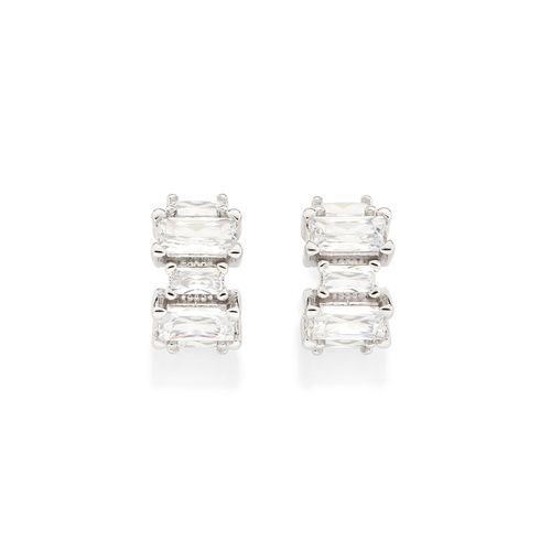 PLATINUM ALL ABOARD HUGGIE EARRINGS