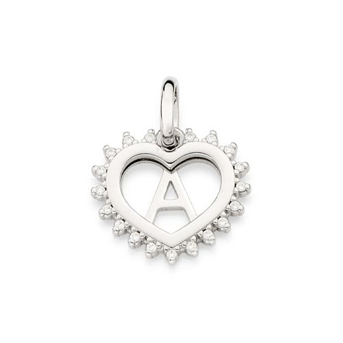 PLATINUM STUDDED HEART LETTER PENDANT -LETTER A