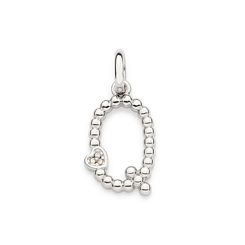 PLATINUM TEXTURED AND HEART LETTER PENDANT-LETTER Q