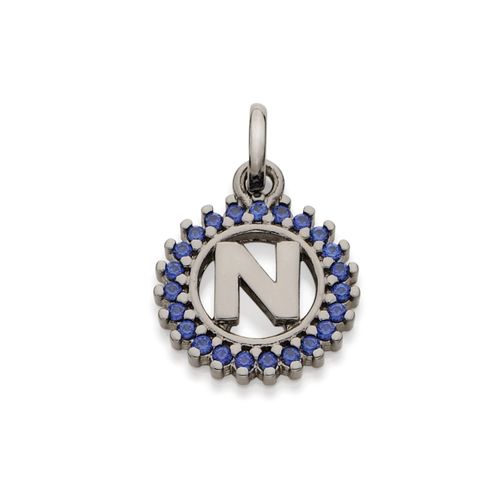 BLACK RHODIUM PENDANT WITH ZIRCONIA-LETTER N