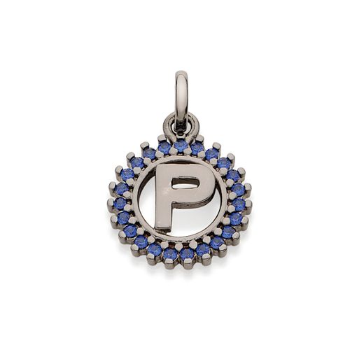 BLACK RHODIUM PENDANT WITH ZIRCONIA-LETTER P