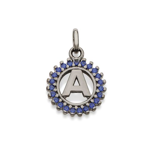 BLACK RHODIUM PENDANT WITH ZIRCONIA-LETTER A