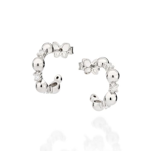 PLATINUM SPHERES HUGGIE EARRINGS