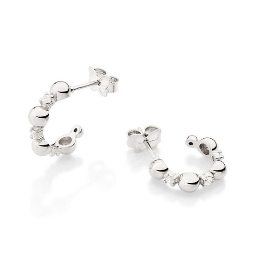 PLATINUM SPHERES HUGGIE EARRINGS