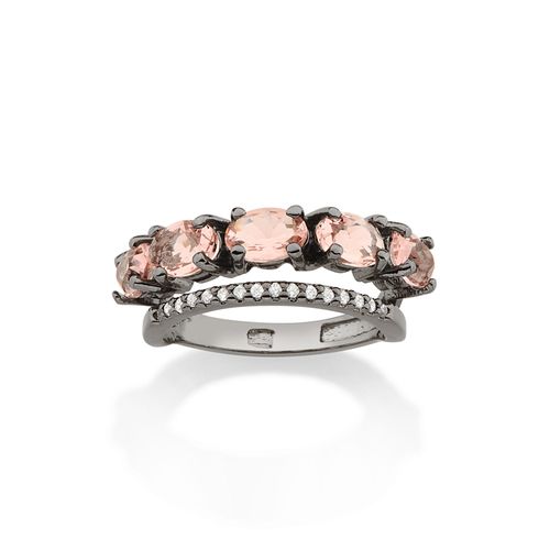 BLACK RHODIUM DOUBLE BAND RING IN PINK