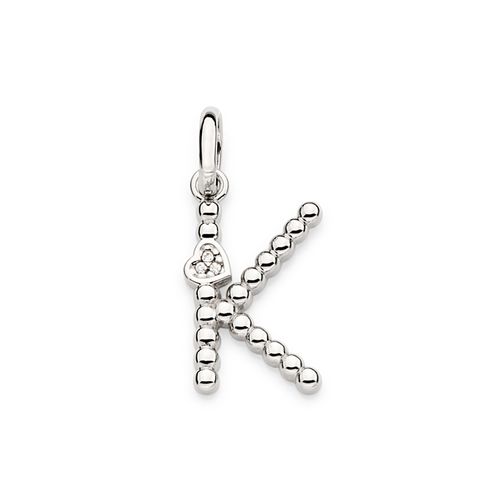 PLATINUM TEXTURED AND HEART LETTER PENDANT-LETTER K