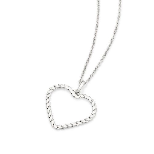 PLATINUM ROPE HEART MEDIUM PENDANT