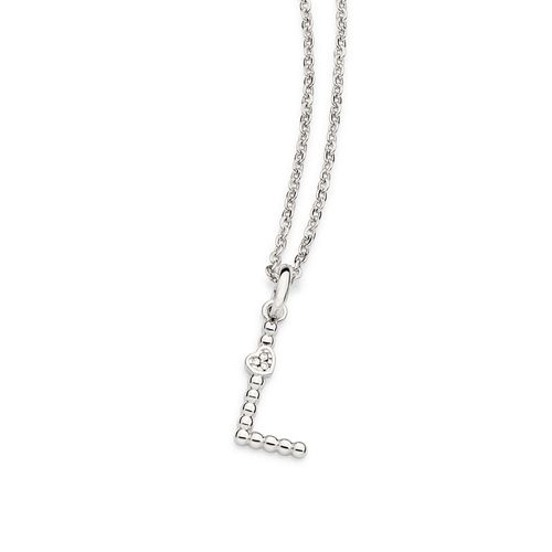 PLATINUM TEXTURED AND HEART LETTER PENDANT-LETTER L