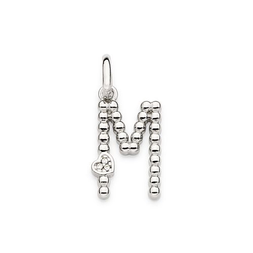 PLATINUM TEXTURED AND HEART LETTER PENDANT-LETTER M