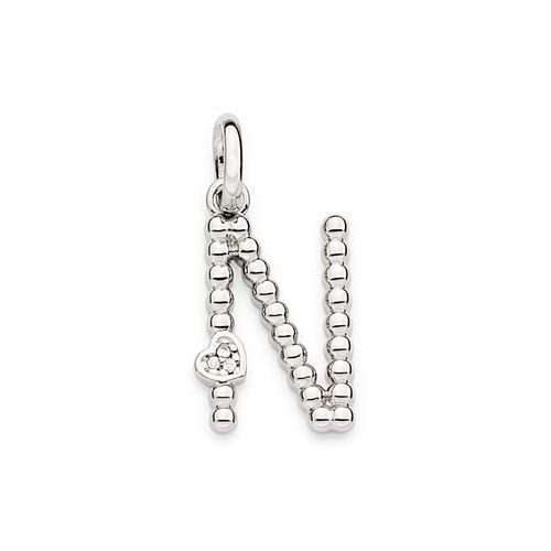 PLATINUM TEXTURED AND HEART LETTER PENDANT-LETTER N