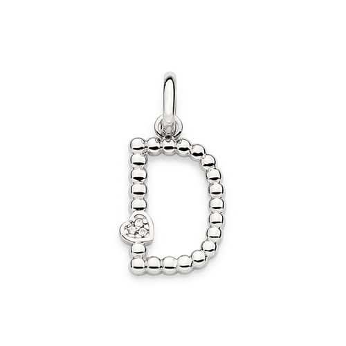 PLATINUM TEXTURED AND HEART LETTER PENDANT-LETTER D