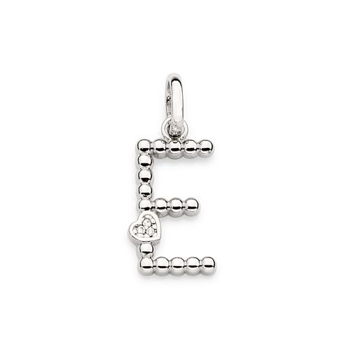 PLATINUM TEXTURED AND HEART LETTER PENDANT-LETTER E