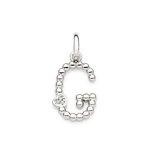 PLATINUM TEXTURED AND HEART LETTER PENDANT-LETTER G