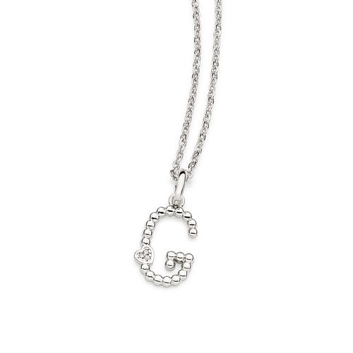 PLATINUM TEXTURED AND HEART LETTER PENDANT-LETTER G