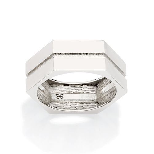 PLATINUM MEN’S HEXAGON RING