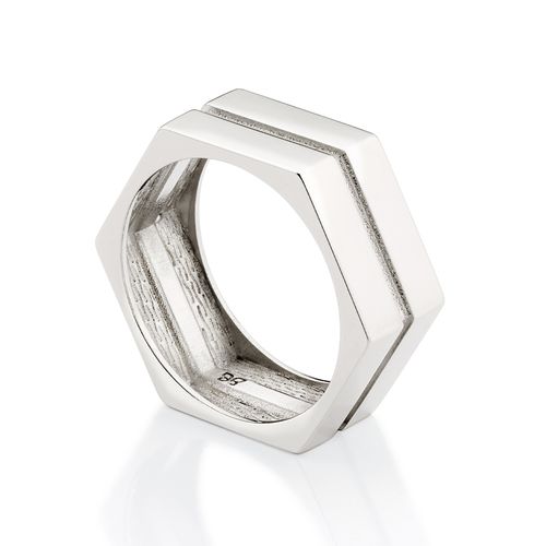 PLATINUM MEN’S HEXAGON RING