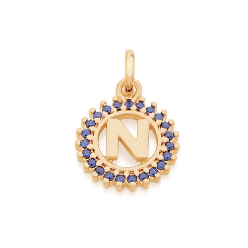 GOLD PENDANT WITH ZIRCONIA-LETTER N