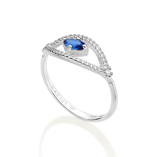 SILVER 925 GREEK EYE SKINNY RING