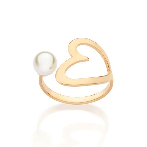 GOLD PEARLED HEART RING