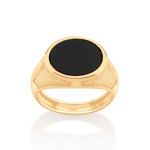 MEN’S GOLD ONYX RING