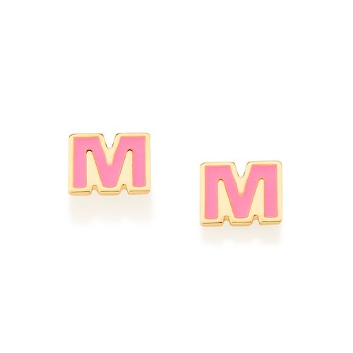 GOLD KID'S EARRING-LETTER M