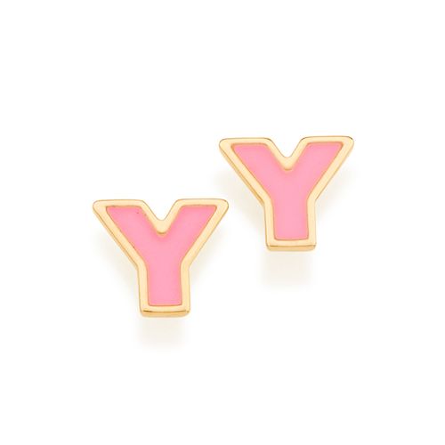 GOLD KID'S EARRING-LETTER Y