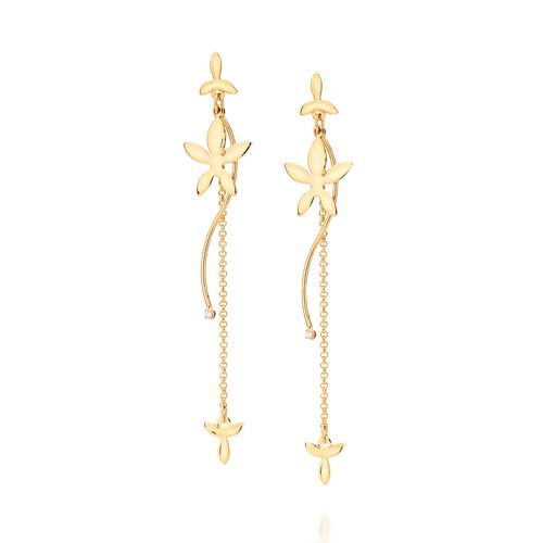 GOLD FLOWER MAXI DANGLY EARRINGS