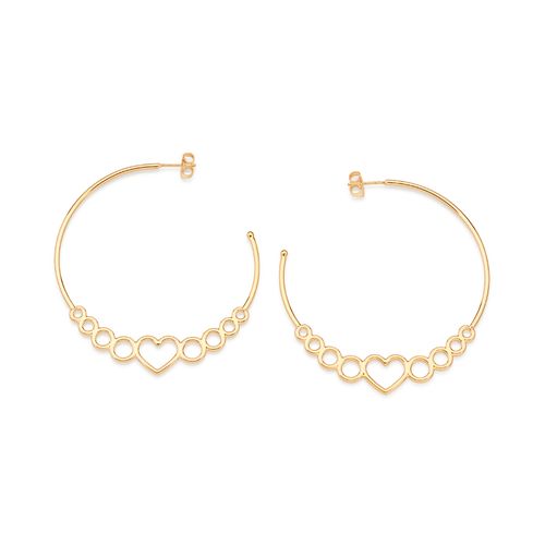 GOLD HEART AND CIRCLE LARGE HOOP EARRINGS