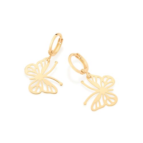 GOLD BUTTERFLY OUTLINE HUGGIE EARRINGS