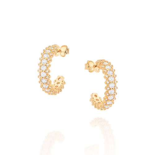 GOLD WHITE FIRE HUGGIE EARRINGS