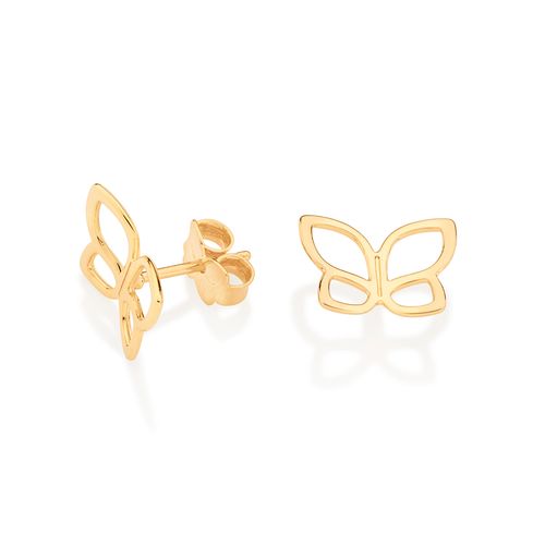 GOLD HOLLOW ROMMANEL'S BUTTERFLY STUD EARRINGS