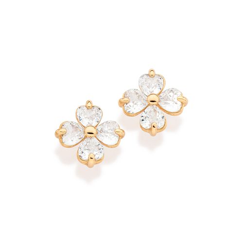 GOLD WILD FLOWER STUD EARRINGS IN WHITE