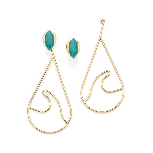 GOLD TURQUOISE DANGLY EARRINGS