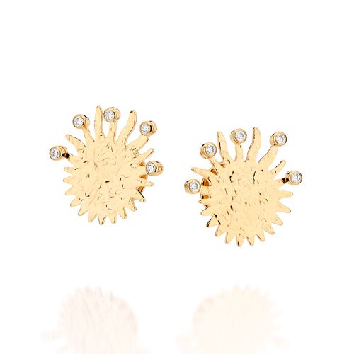 GOLD BURNING SUN STUD EARRINGS