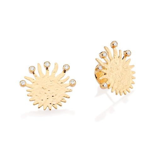 GOLD BURNING SUN STUD EARRINGS