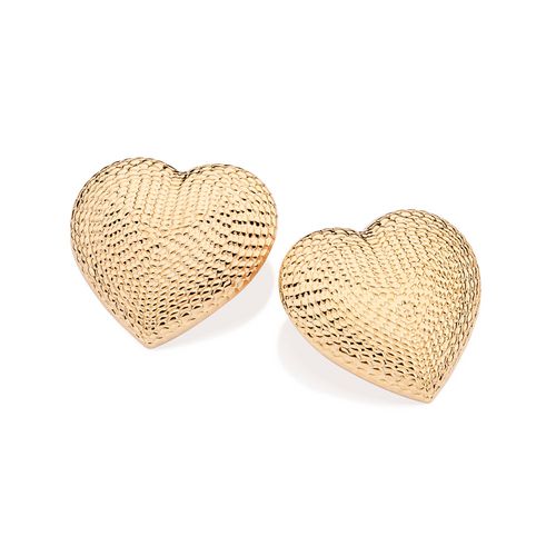 GOLD HEART BUTTON EARRINGS