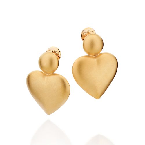 GOLD VINTAGE HEART DANGLY EARRINGS