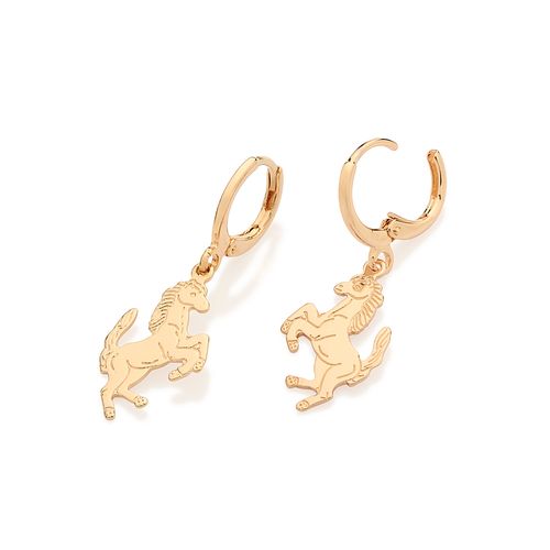 GOLD HORSE HUGGIE EARRINGS