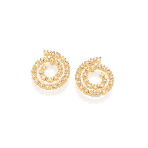 GOLD STUDDED SPIRAL STUD EARRINGS