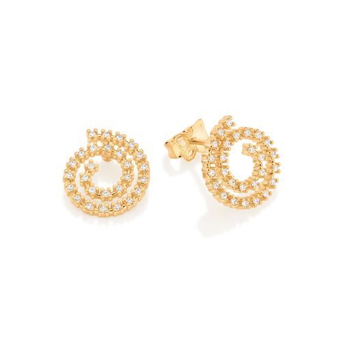 GOLD STUDDED SPIRAL STUD EARRINGS